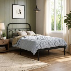 King Single Metal Bed Frame with Headboard and Storage
