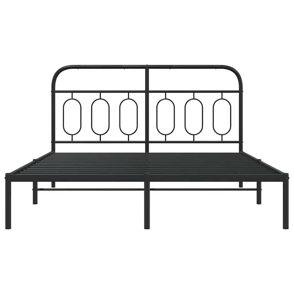 Black Steel Bed Frame 150x200 cm with Headboard