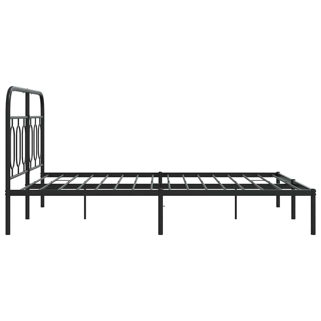 Black Steel Bed Frame 150x200 cm with Headboard