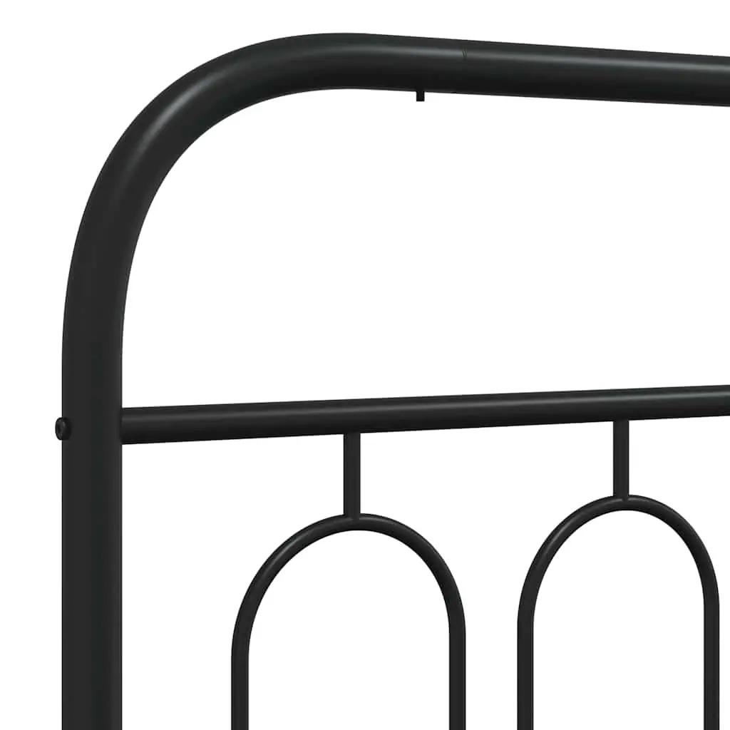 Black Steel Bed Frame 150x200 cm with Headboard