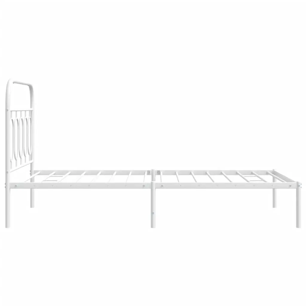 King Single Metal Bed Frame with White Headboard
