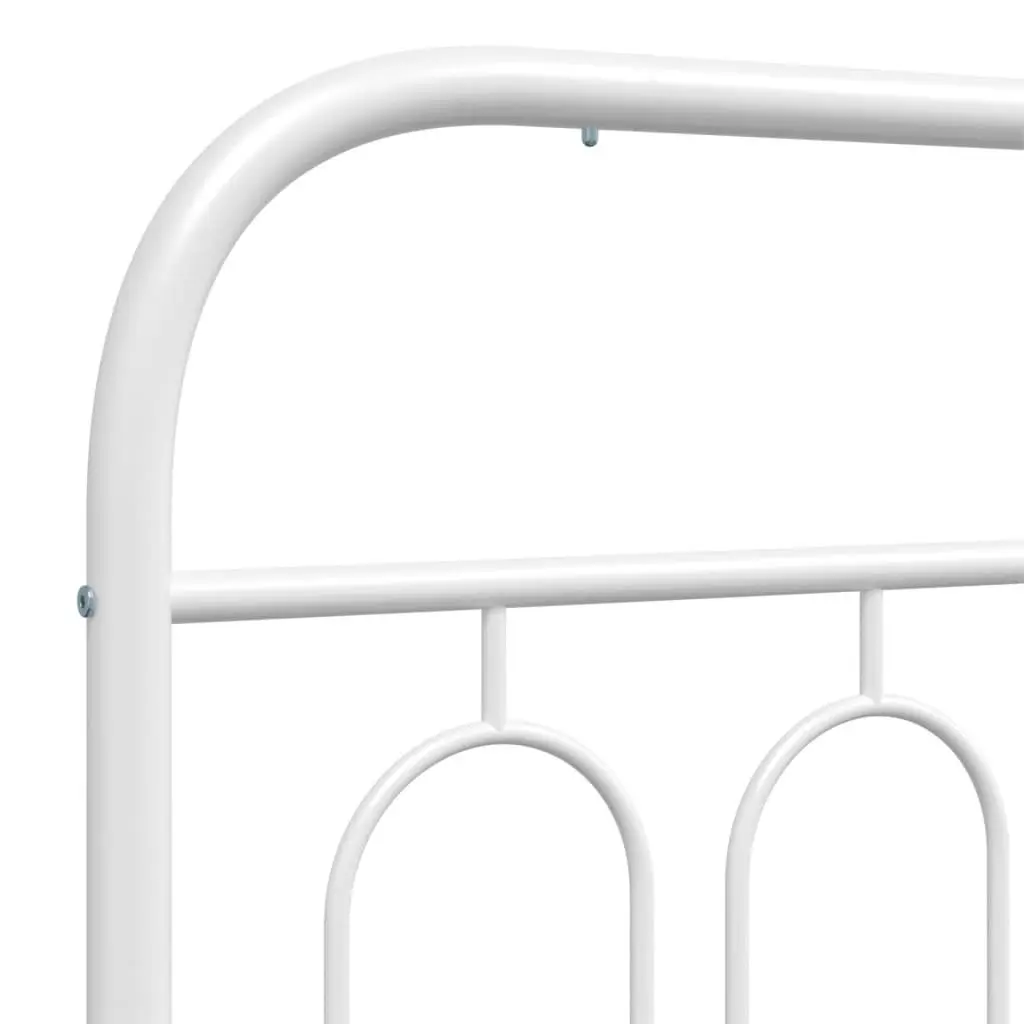 Metal Bed Frame with Headboard White 150x200 cm Bedroom Furniture