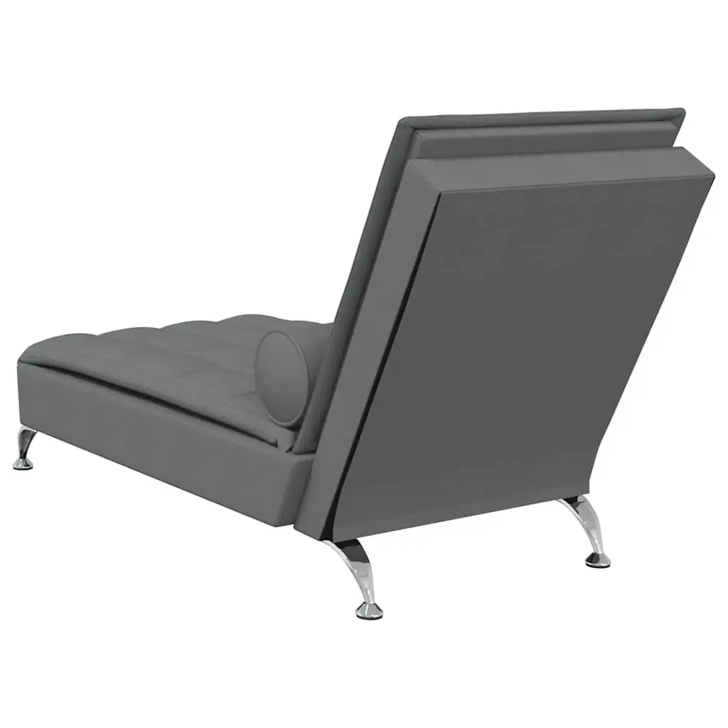 Massage Chaise Lounge Grey Fabric Vibration Bolster Living Room Furniture