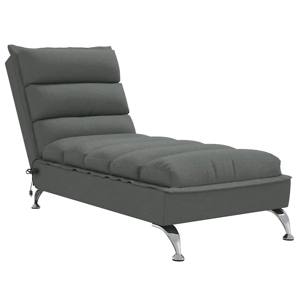 Grey Fabric Massage Chaise Lounge with Vibration Function
