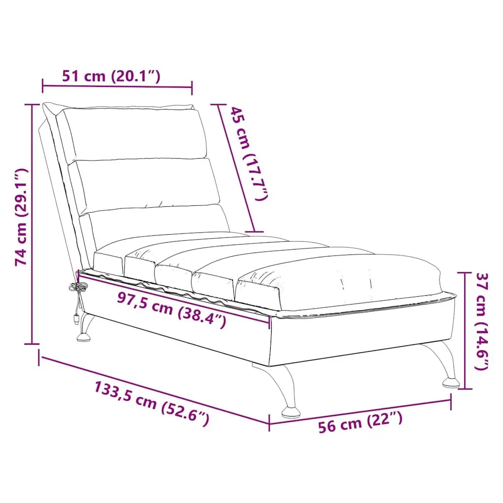 Grey Fabric Massage Chaise Lounge with Vibration Function