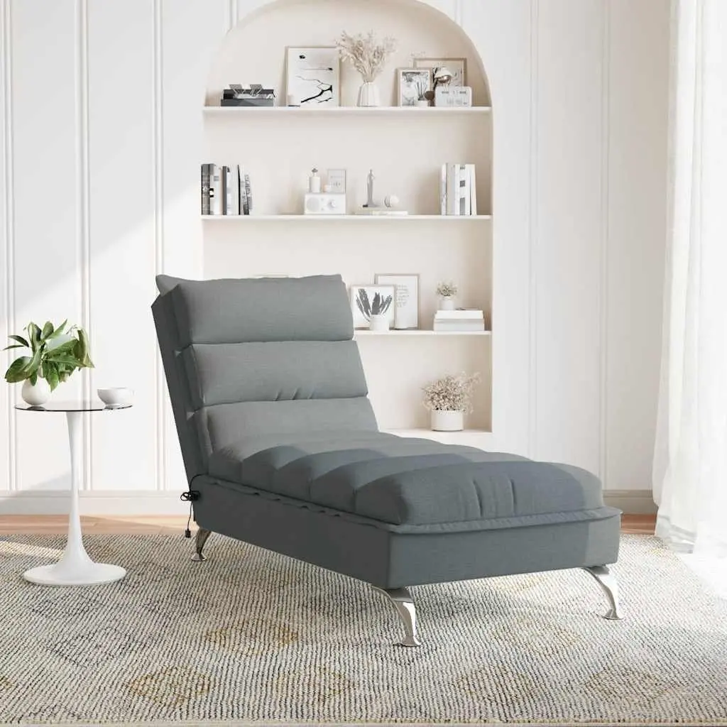 Grey Fabric Massage Chaise Lounge with Vibration Function