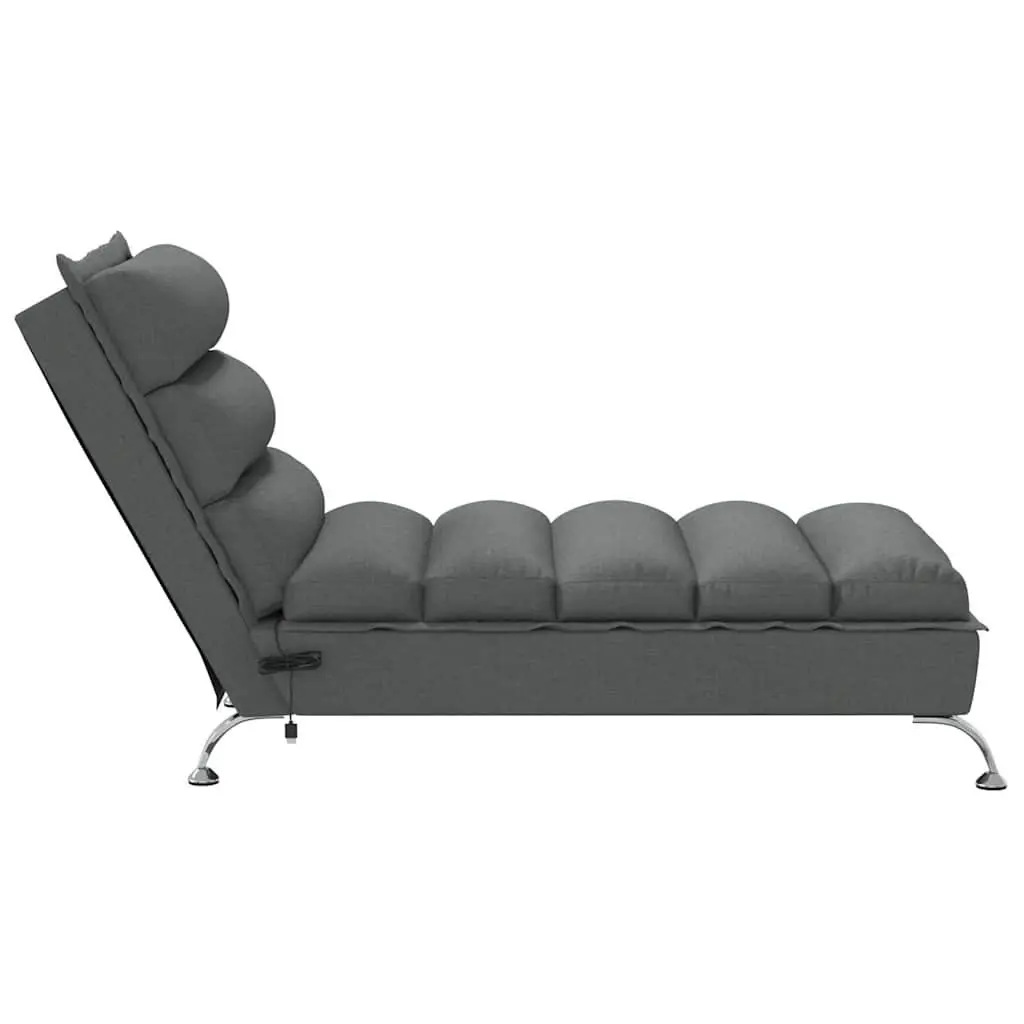 Grey Fabric Massage Chaise Lounge with Vibration Function