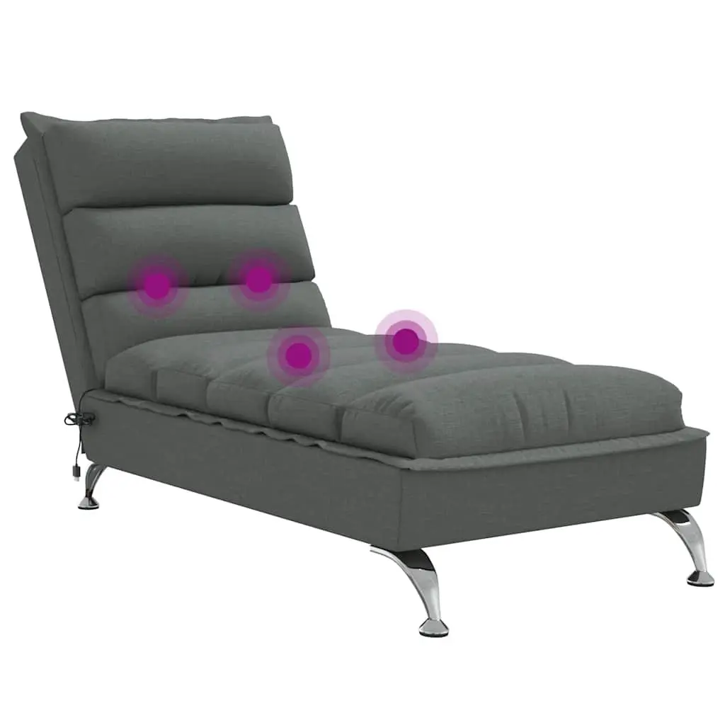 Grey Fabric Massage Chaise Lounge with Vibration Function
