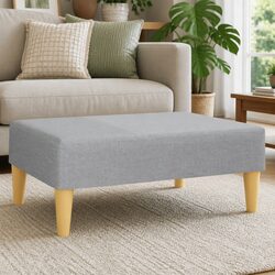 Light Grey Fabric Footstool with Plywood Frame