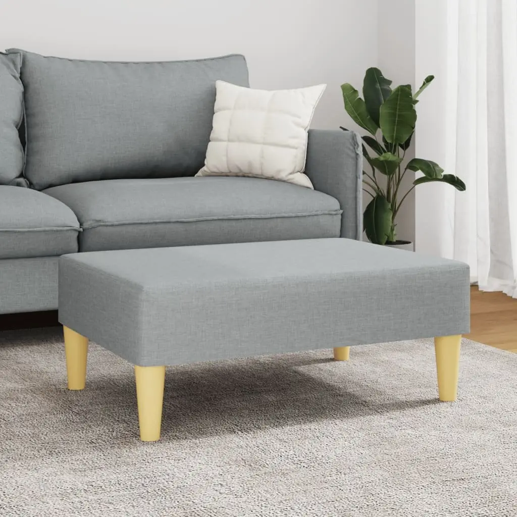 Light Grey Fabric Footstool with Plywood Frame