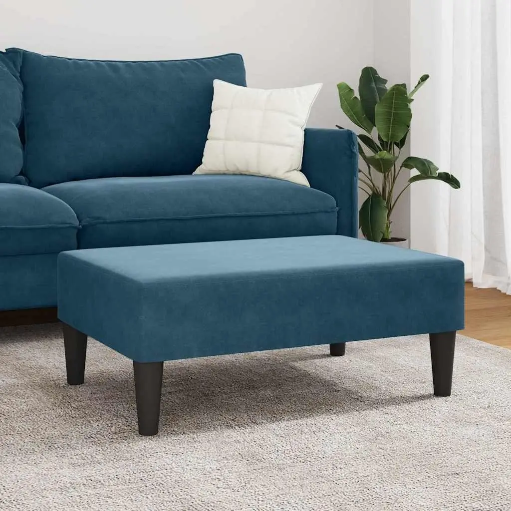 Ottoman Blue Velvet Compact Footstool Living Room Bedroom Furniture