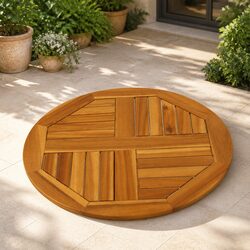 Acacia Round Solid Wood Table Top Ø60x2 cm for Dining
