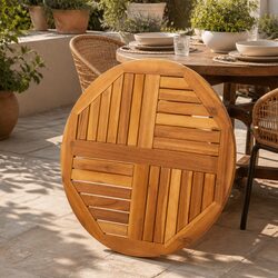 Round Acacia Wood Table Top Ø70x2 cm for Dining or Garden