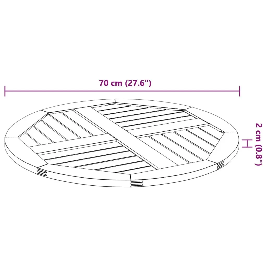 Round Acacia Wood Table Top 70cm Diameter 2cm Thick Replacement for Dining and Garden Decor