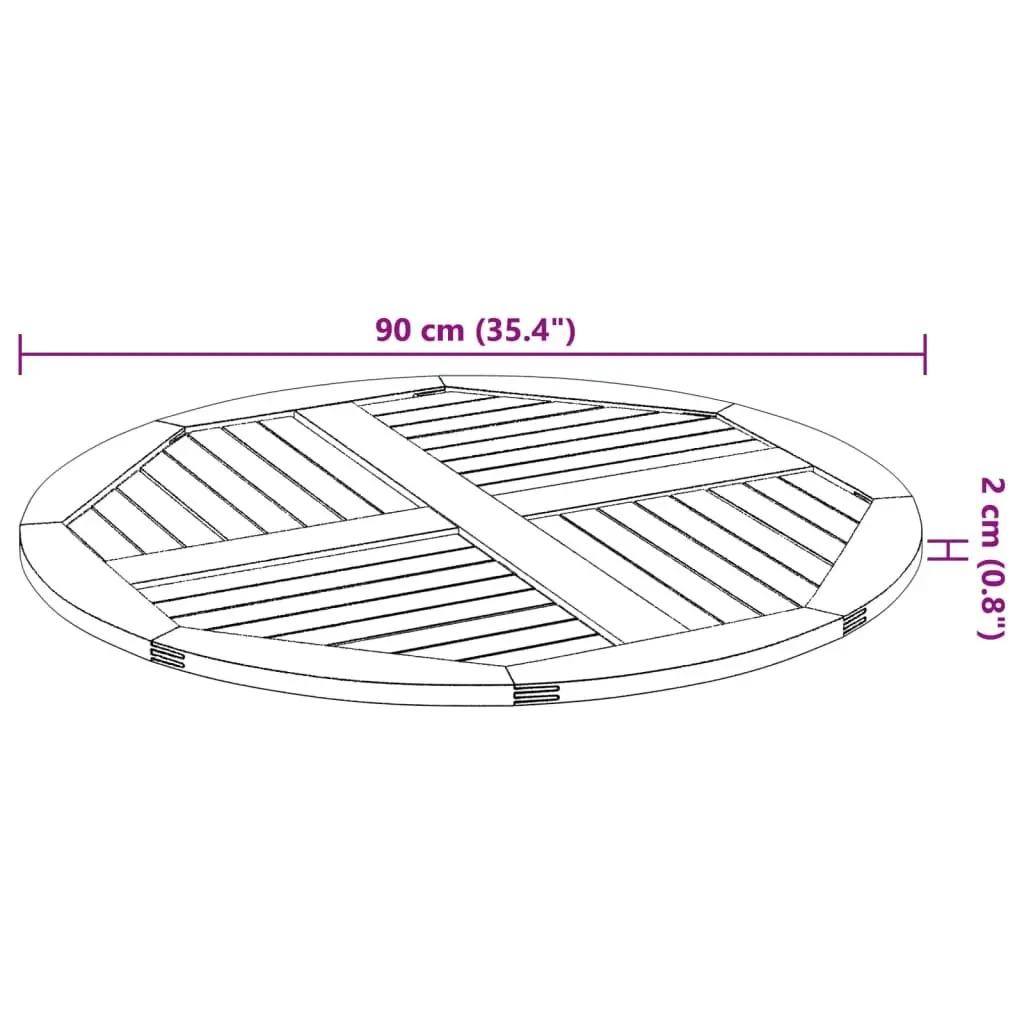 Round Solid Wood Table Top Ø90cm Acacia Replacement Dining Garden Furniture