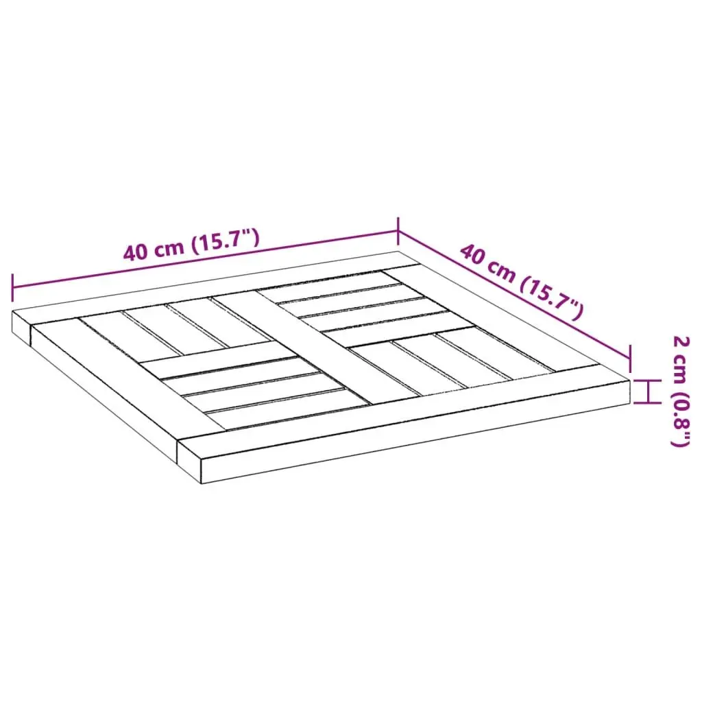 Replacement Square Table Top Solid Acacia Wood 40x40x2cm Brown Outdoor Furniture
