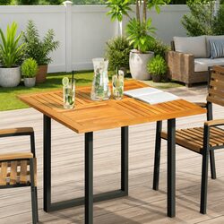 Brown Acacia Solid Wood Square Table Top 90x90x2.2 cm