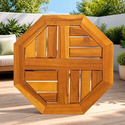 Brown Octagonal Acacia Table Top 40x40x2 cm
