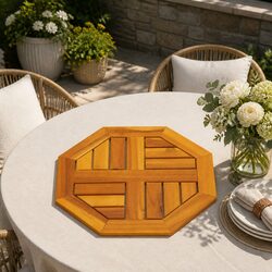 Brown Octagonal Acacia Table Top 40x40x2 cm