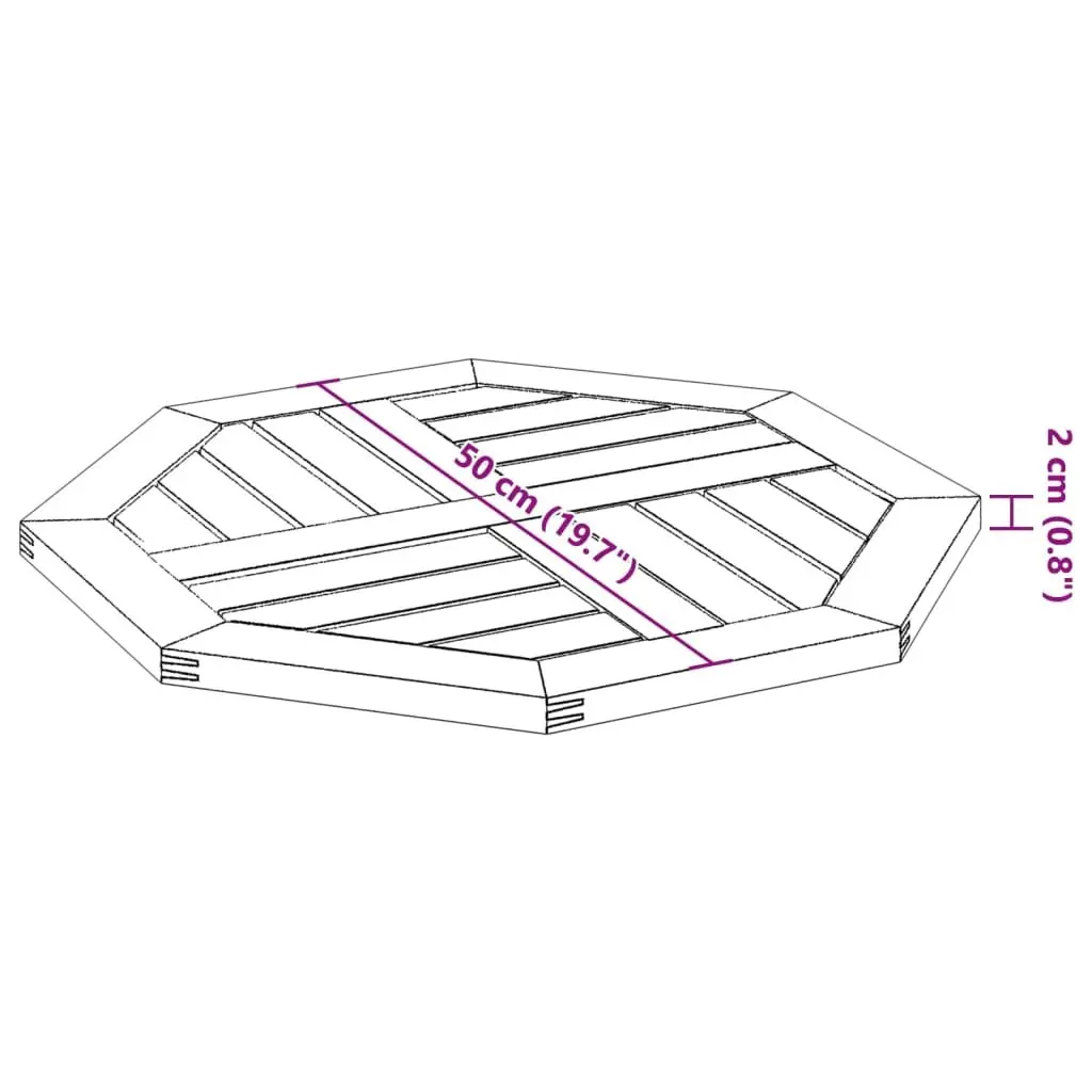 Octagonal Wooden Table Top Brown 50x50x2 cm Solid Acacia Wood Garden Dining Furniture Replacement