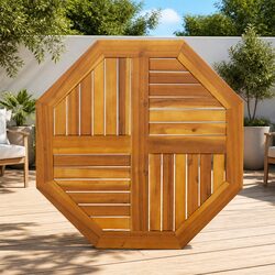 Rustic Brown Acacia Octagonal Table Top 70x70x2 cm