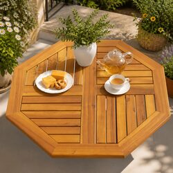 Rustic Brown Acacia Octagonal Table Top 70x70x2 cm