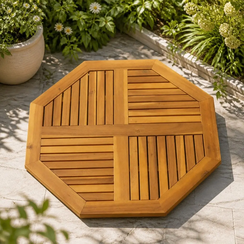 Octagonal Wooden Table Top 90x90x2.2 cm Solid Acacia Wood Brown Garden Furniture