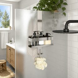 Hanging Shower Caddy with Towel Rack and Storage Hooks