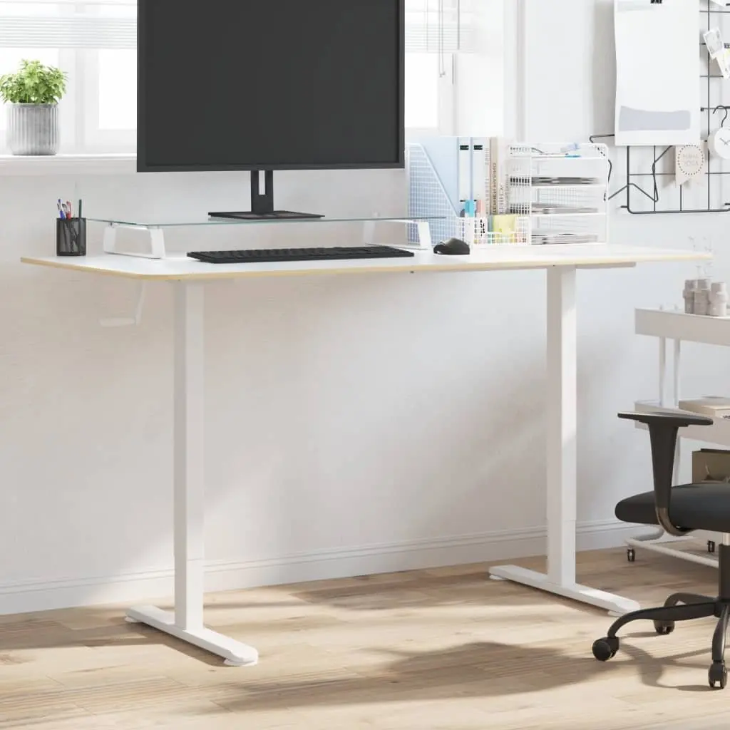 White Steel Adjustable Standing Desk Frame for Home Office