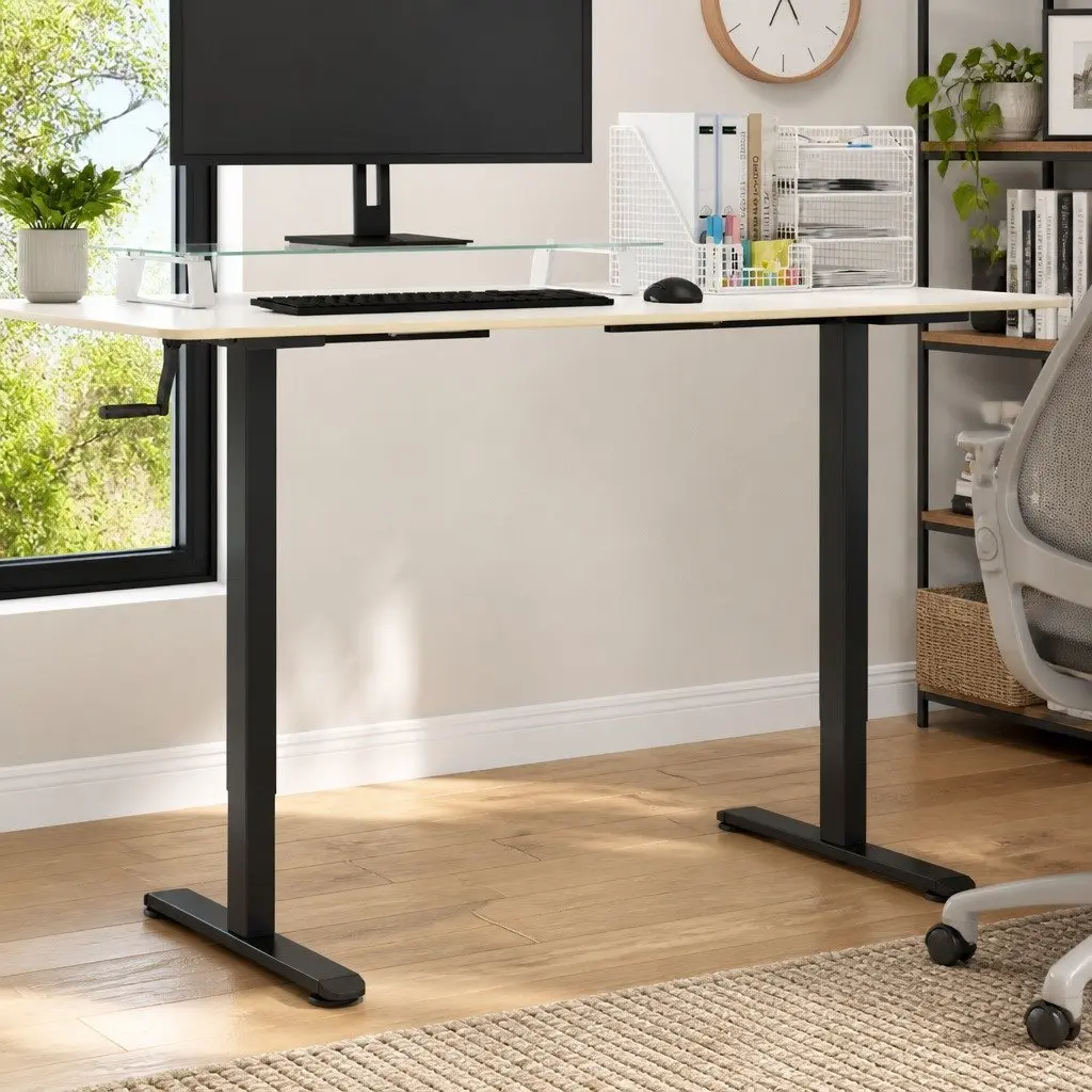 Black Steel Adjustable Standing Desk Frame for Comfort
