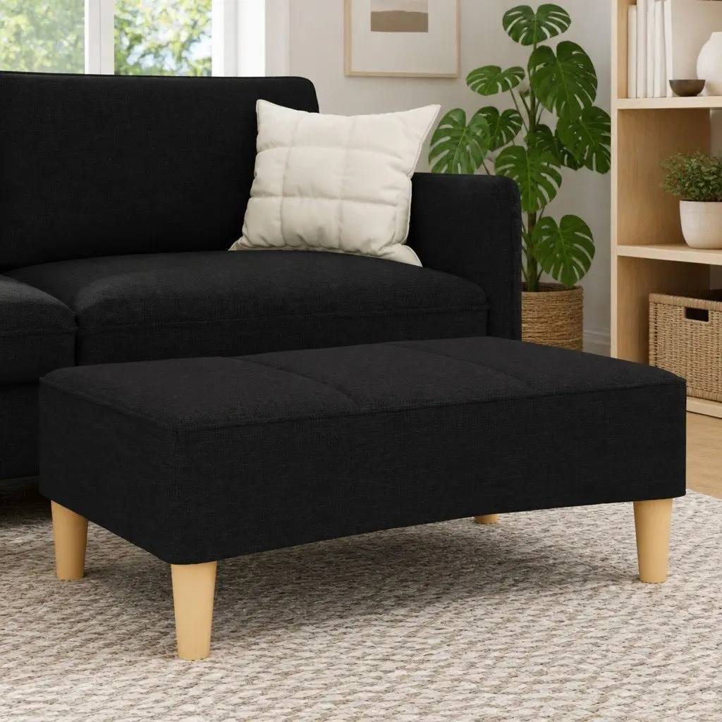 Black Fabric Footstool for Living Spaces
