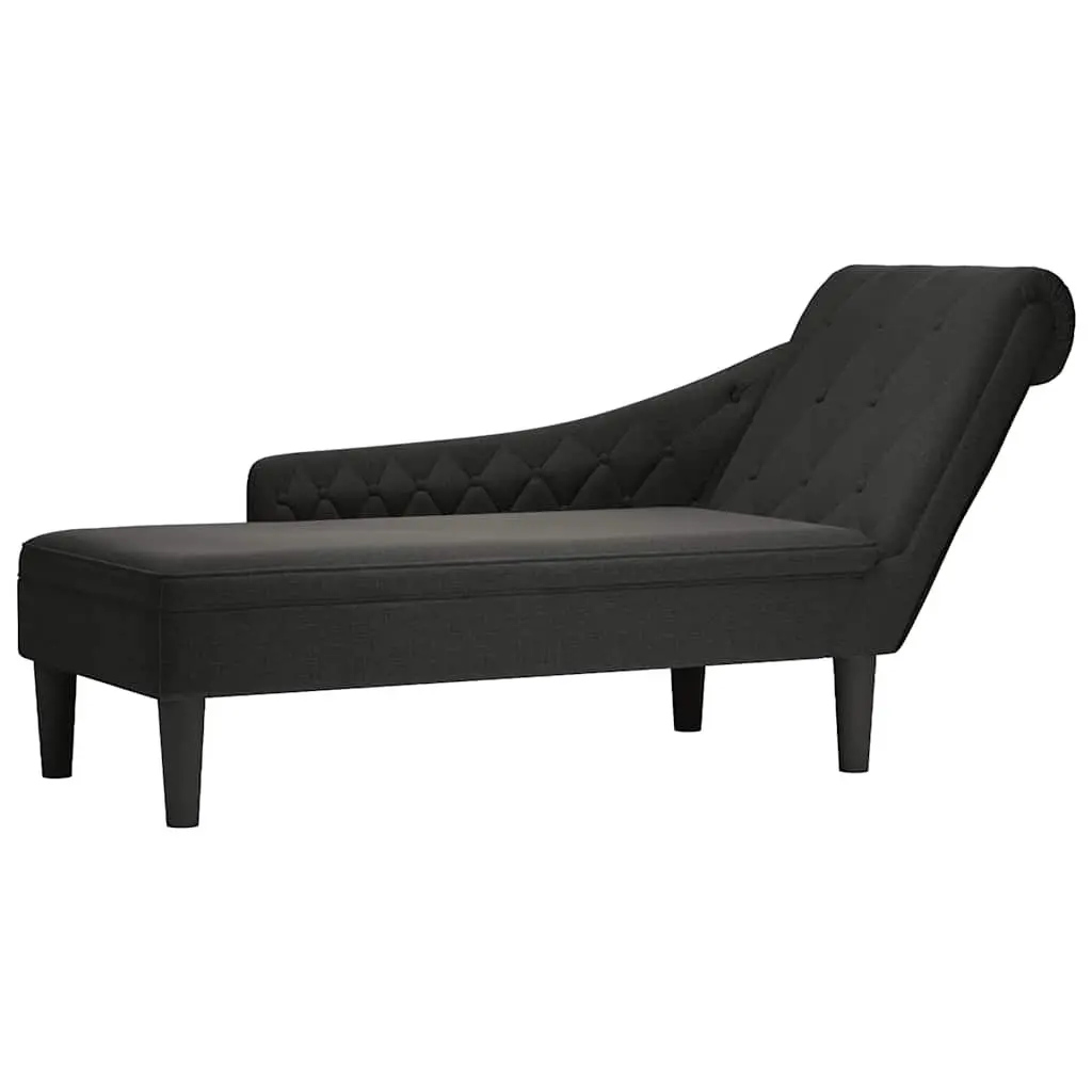 Black Fabric Chaise Lounge with Lumbar Pillow