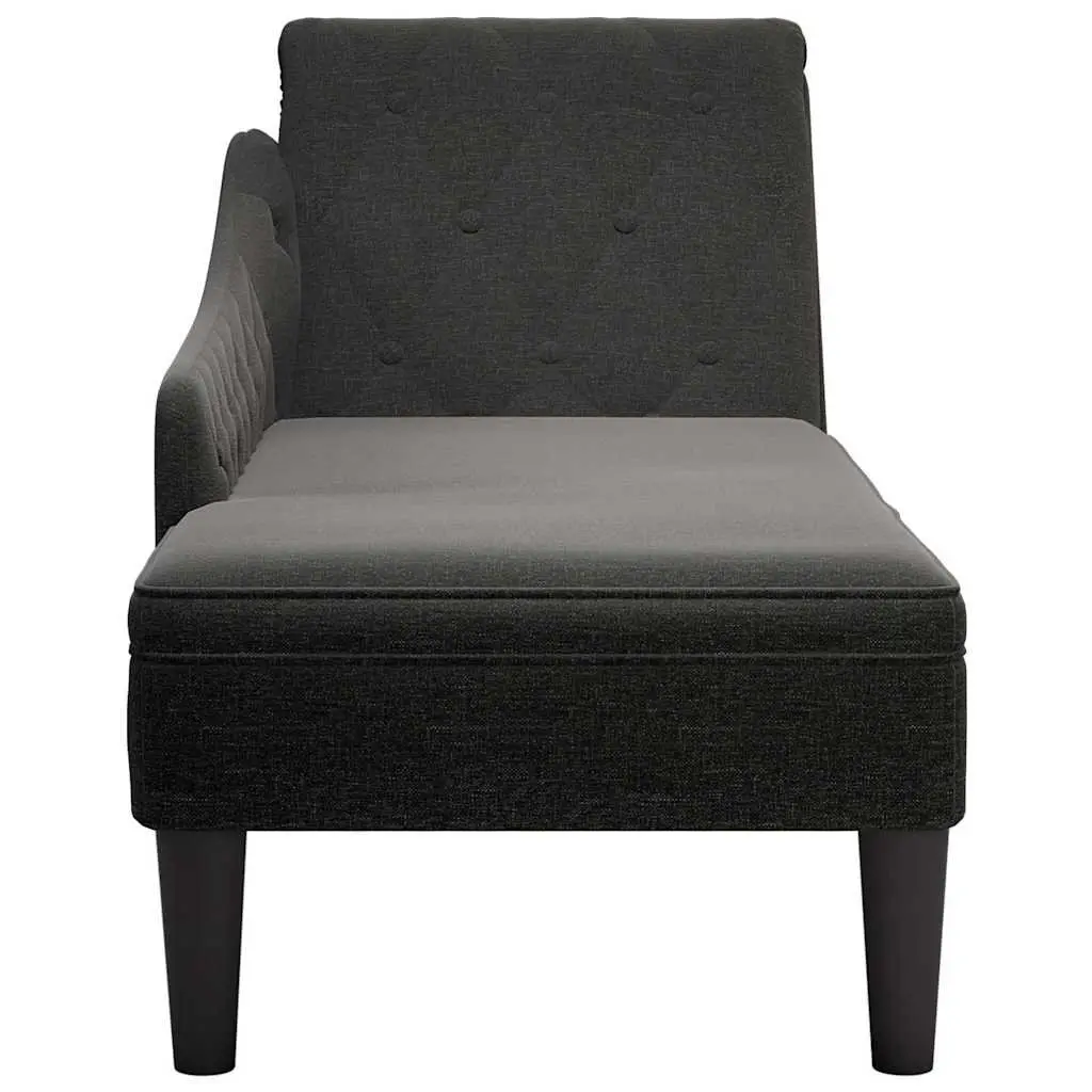 Black Fabric Chaise Lounge with Lumbar Pillow