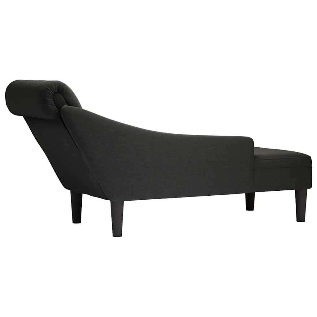Black Fabric Chaise Lounge with Lumbar Pillow