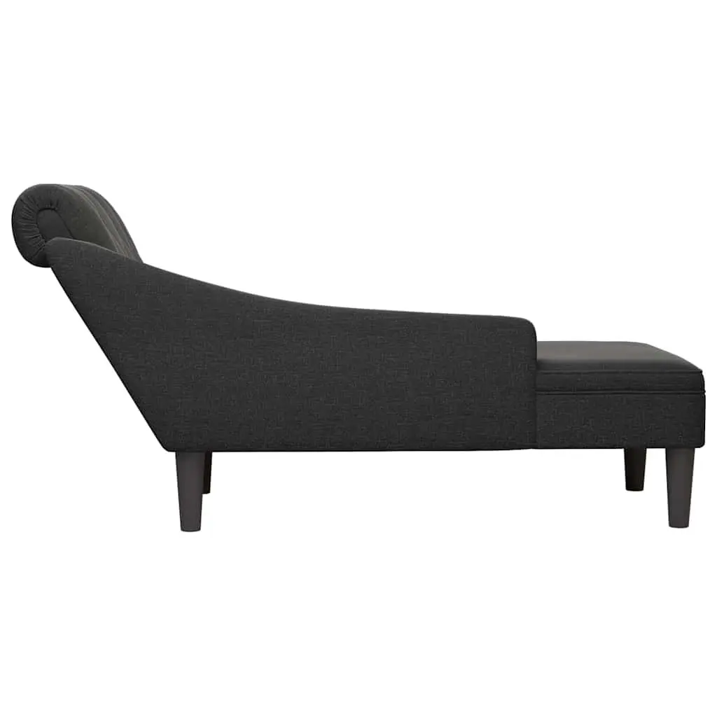 Black Fabric Chaise Lounge with Lumbar Pillow