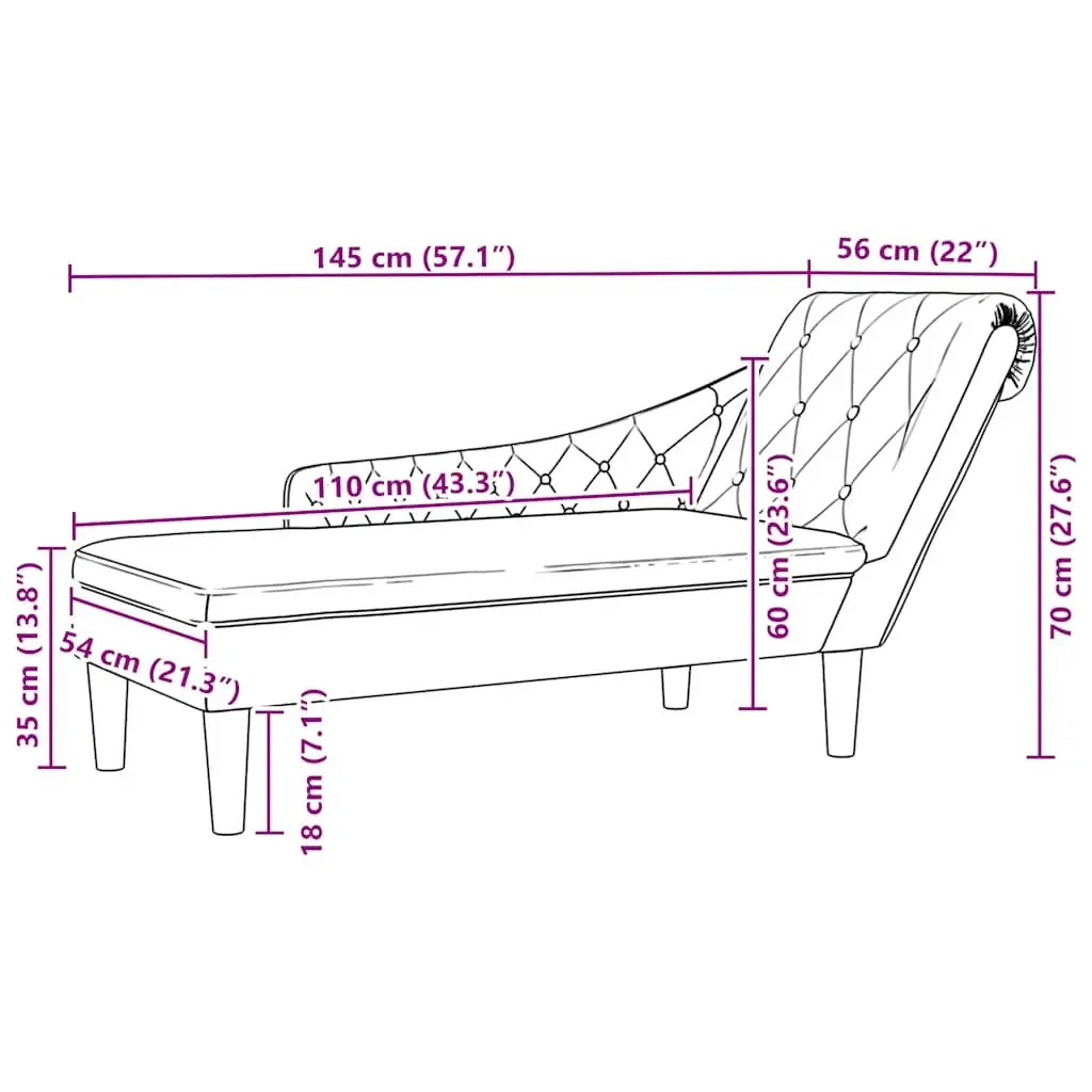 Black Fabric Chaise Lounge with Lumbar Pillow