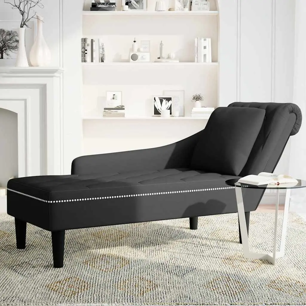 Chaise Lounge Black Velvet Living Room Furniture
