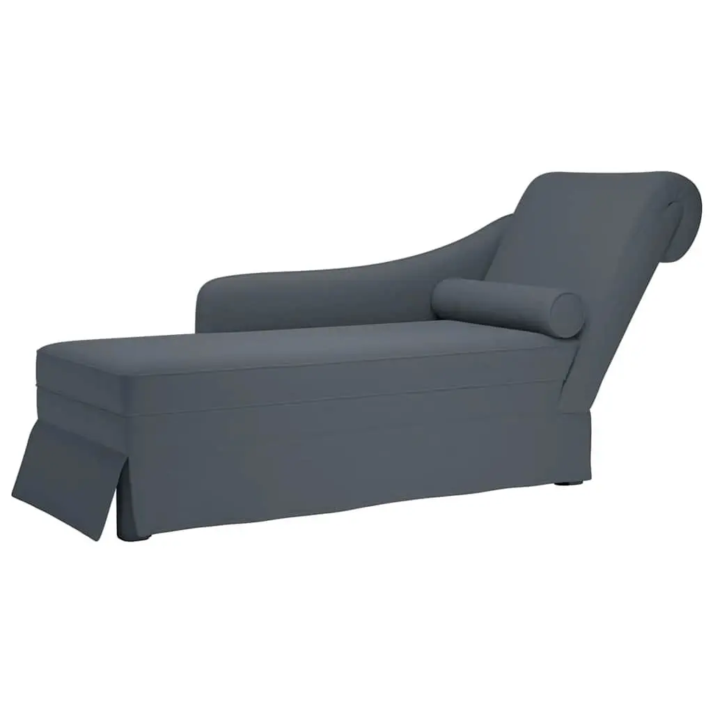 Dark Grey Velvet Chaise Lounge with Right Armrest