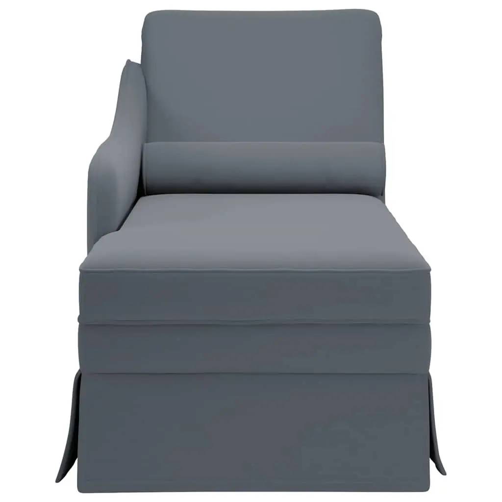 Dark Grey Velvet Chaise Lounge with Right Armrest