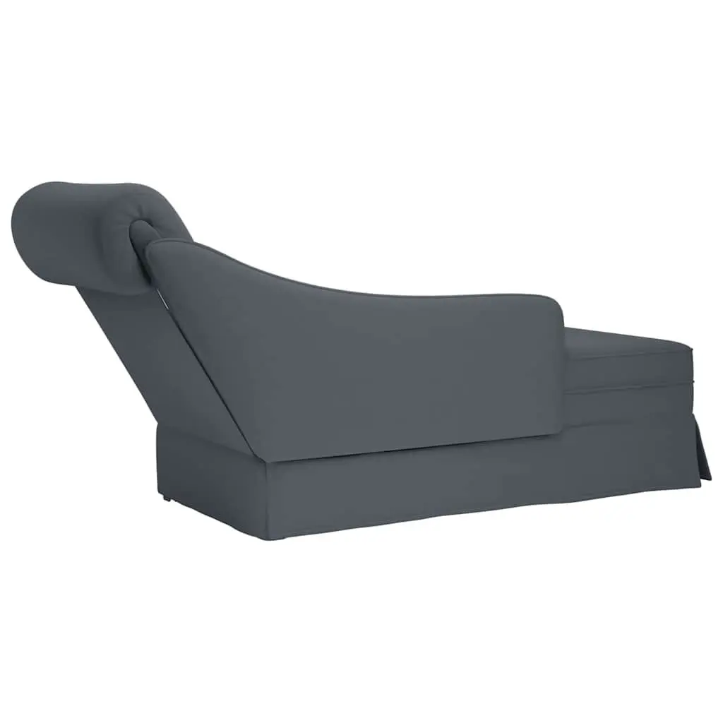 Dark Grey Velvet Chaise Lounge with Right Armrest