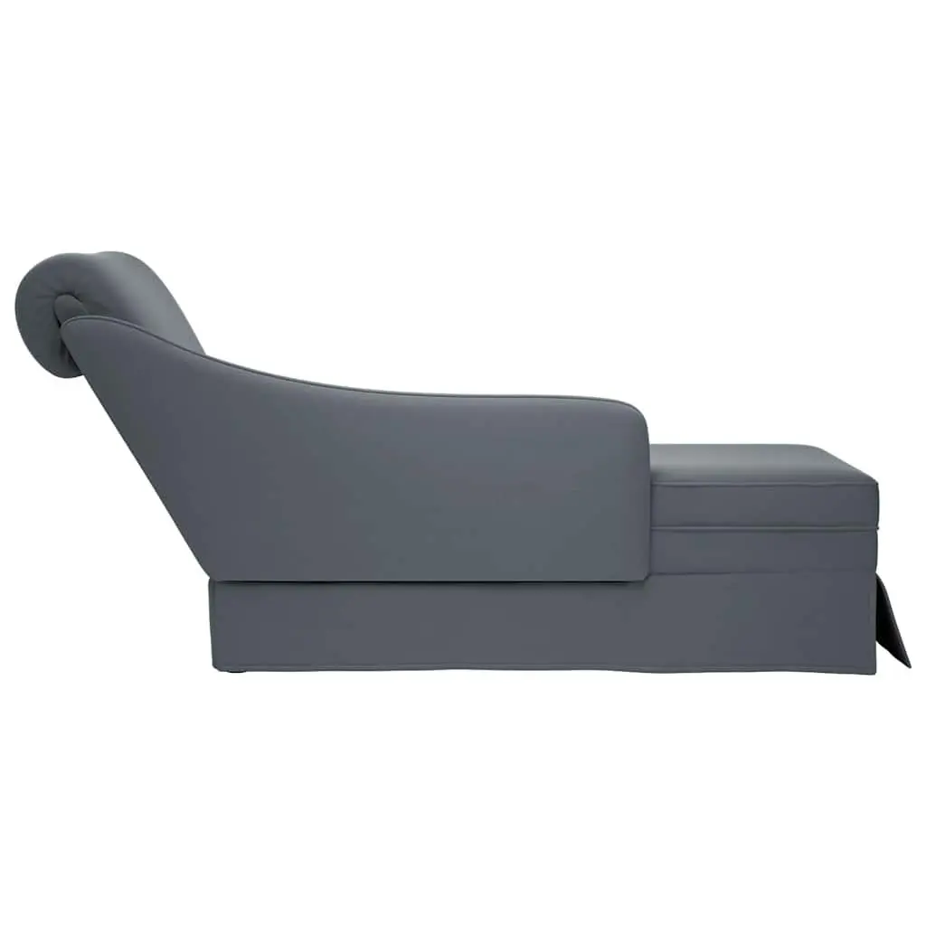 Dark Grey Velvet Chaise Lounge with Right Armrest
