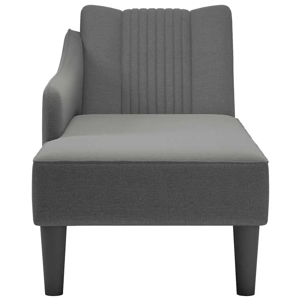 Grey Fabric Chaise Lounge with Right Armrest