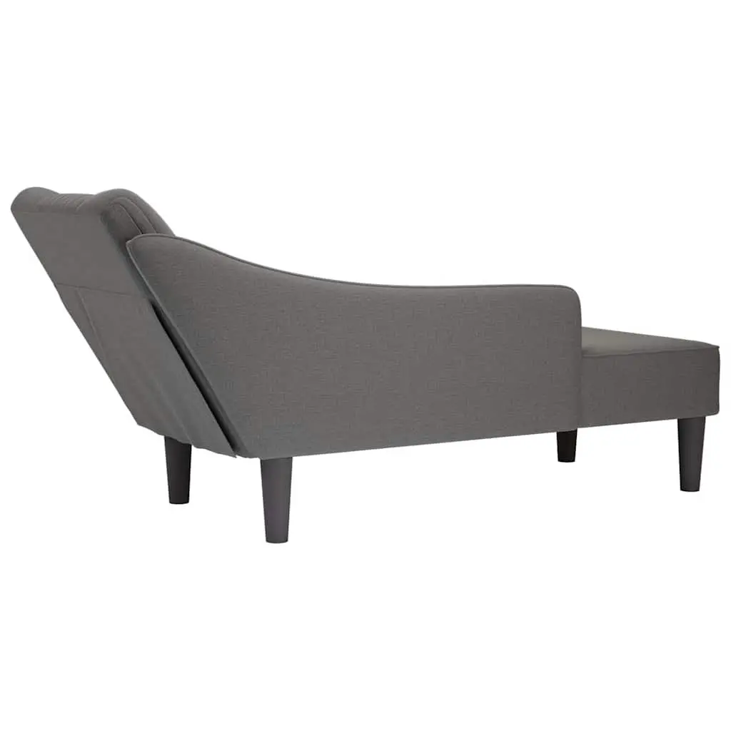 Grey Fabric Chaise Lounge with Right Armrest