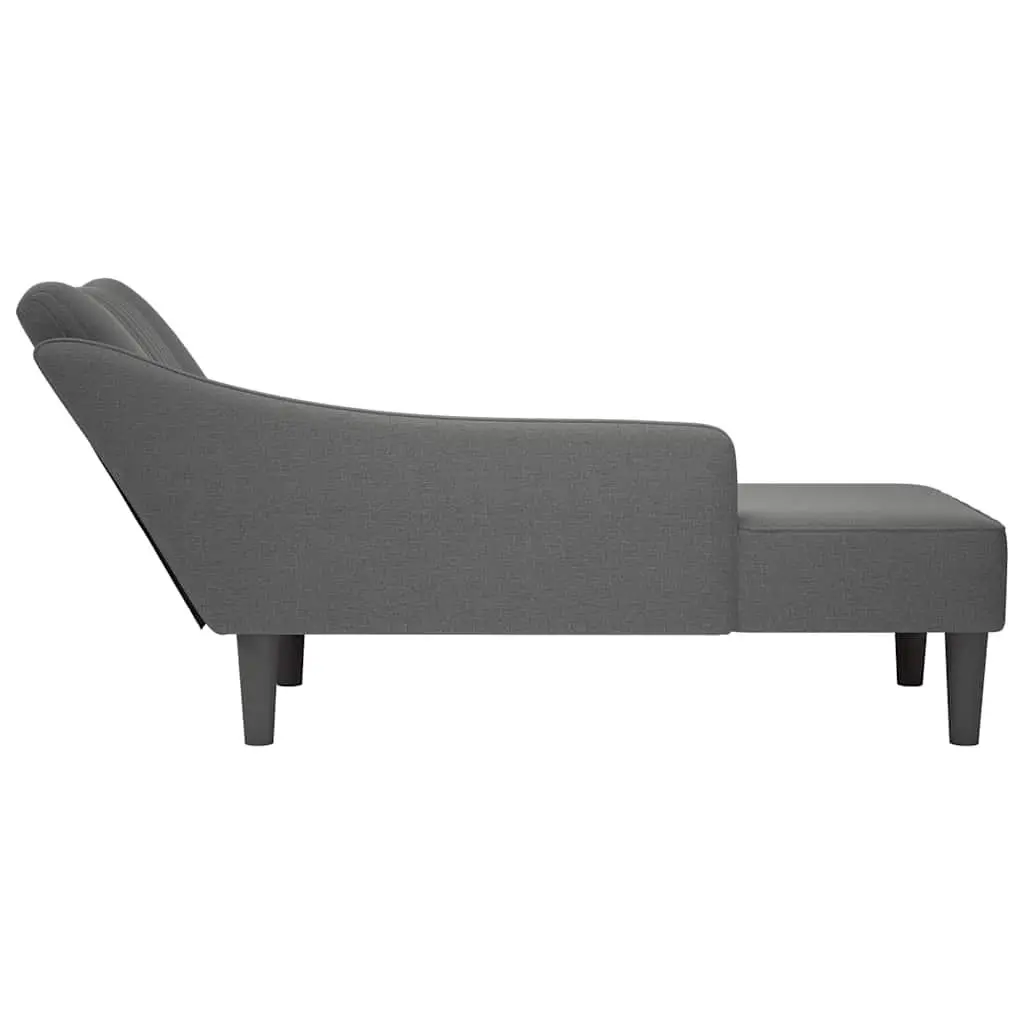 Grey Fabric Chaise Lounge with Right Armrest
