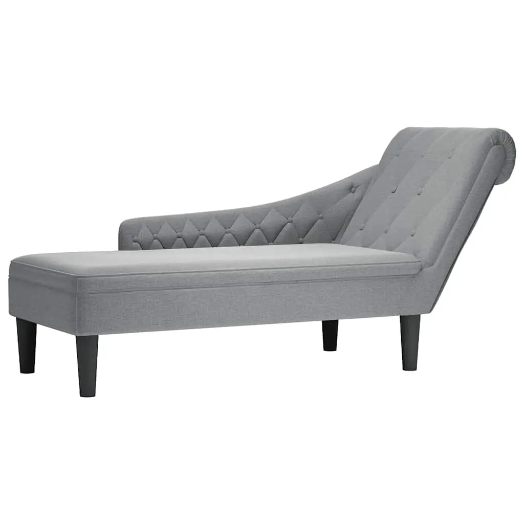 Chaise Lounge Sofa Light Grey Fabric Right Armrest Button Tufted with Lumbar Pillow