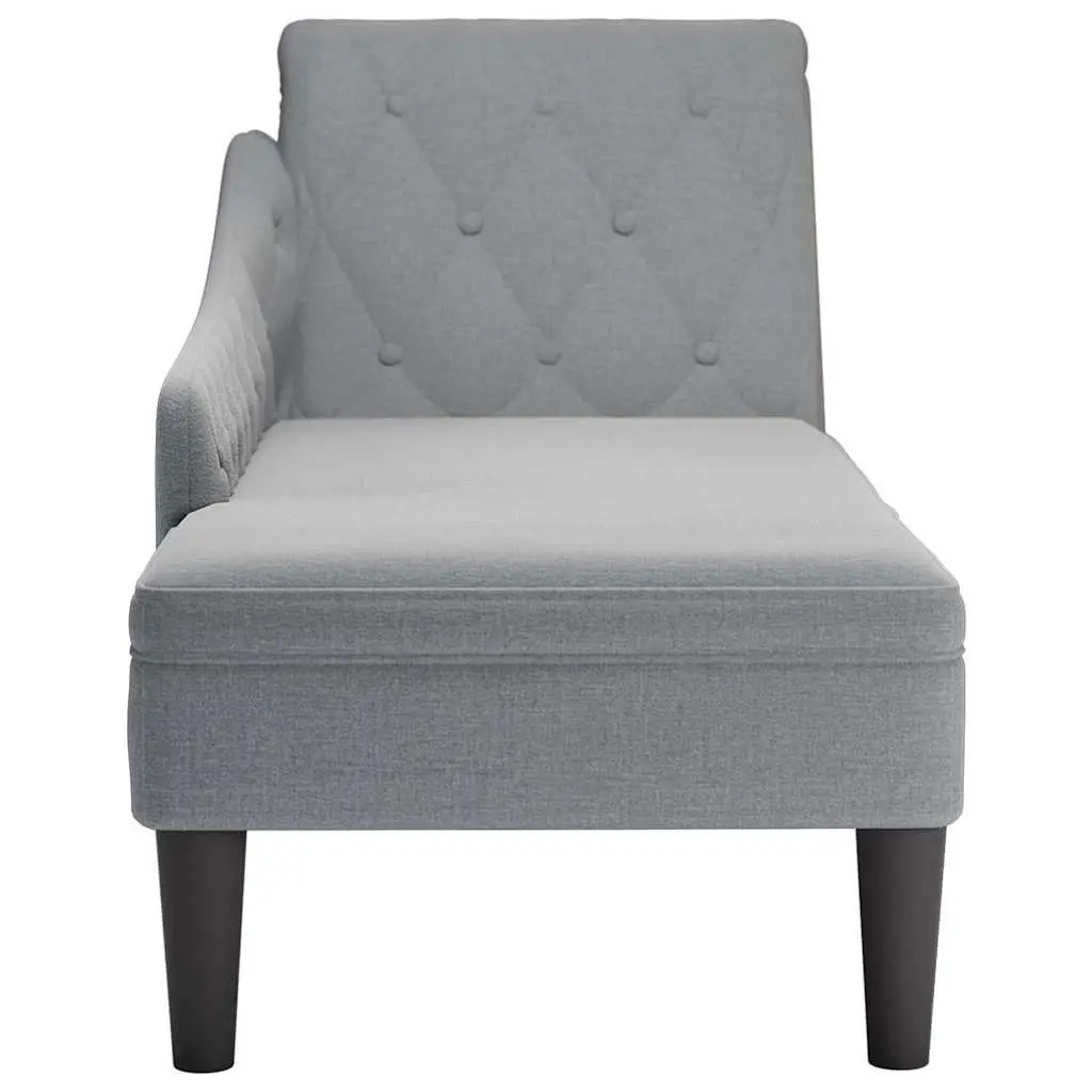Chaise Lounge Sofa Light Grey Fabric Right Armrest Button Tufted with Lumbar Pillow