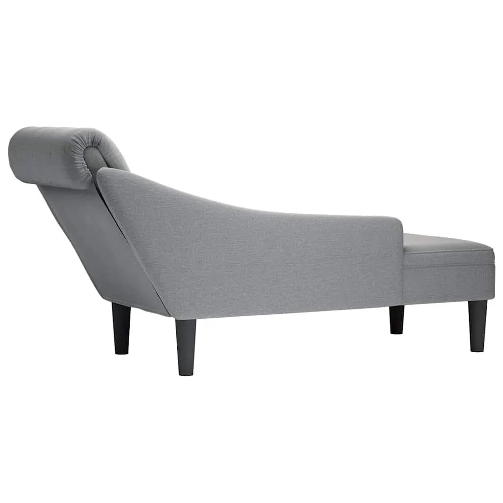 Chaise Lounge Sofa Light Grey Fabric Right Armrest Button Tufted with Lumbar Pillow