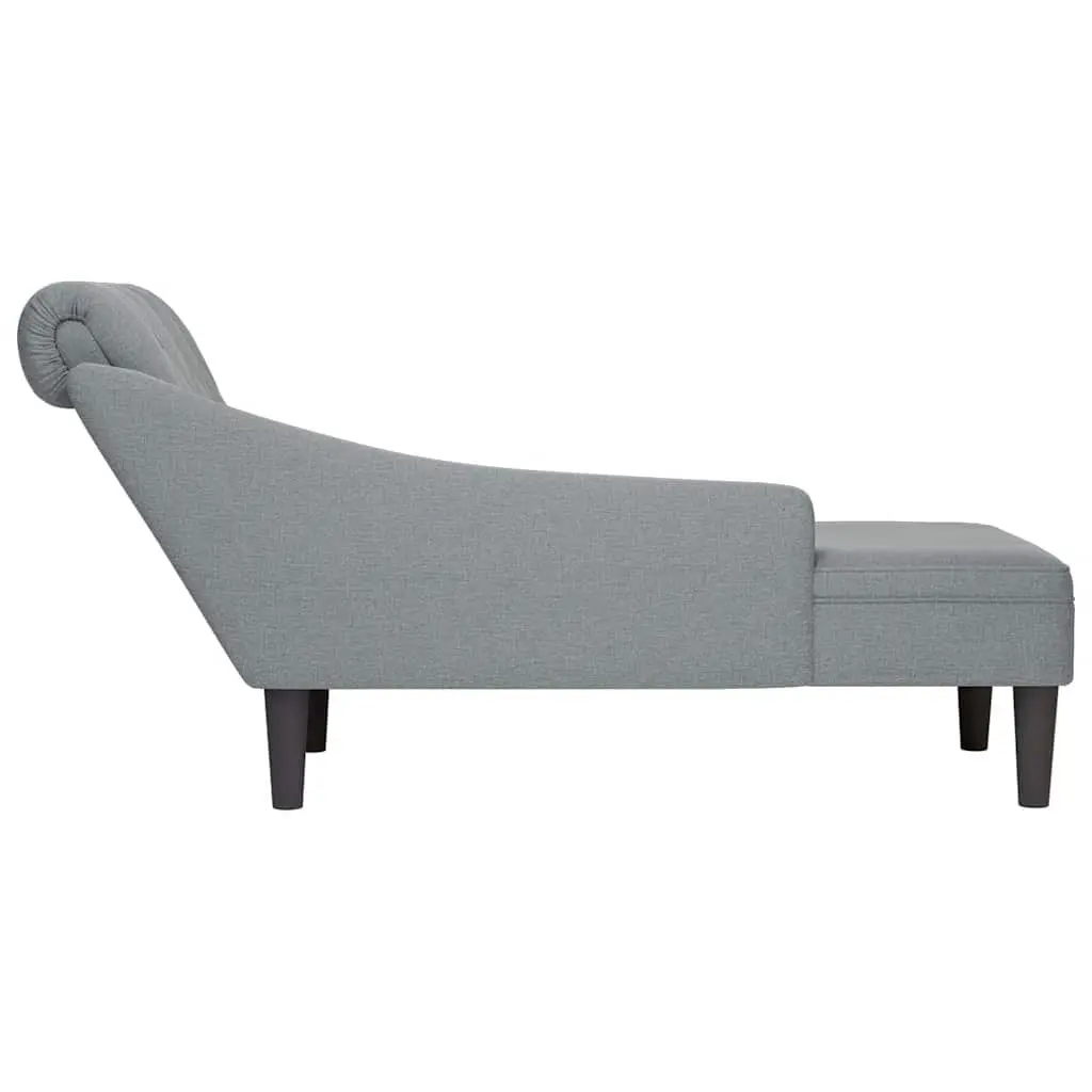 Chaise Lounge Sofa Light Grey Fabric Right Armrest Button Tufted with Lumbar Pillow