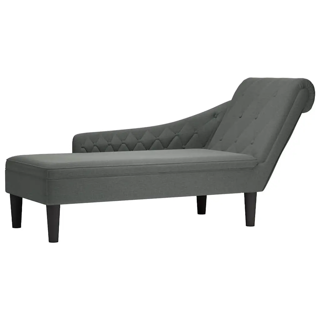 Grey Fabric Chaise Lounge Chair with Right Armrest