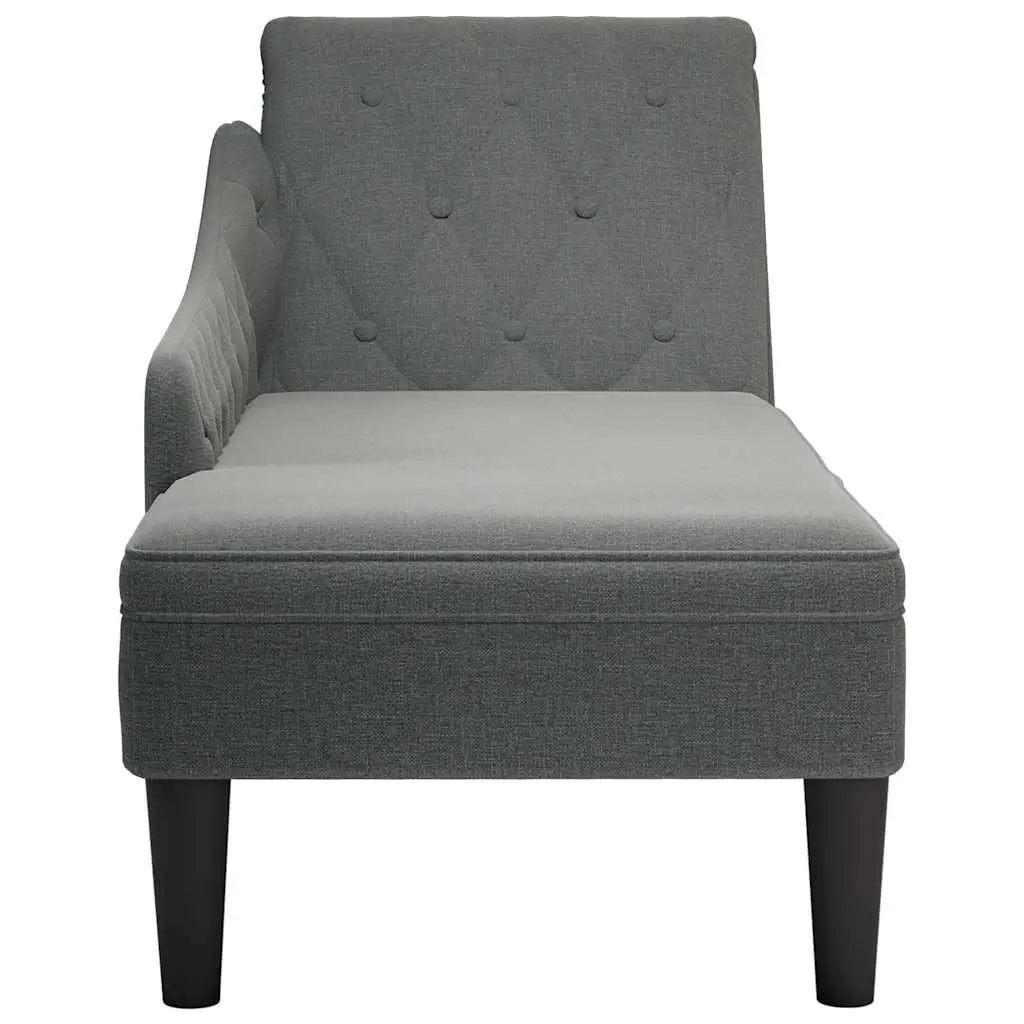 Grey Fabric Chaise Lounge Chair with Right Armrest